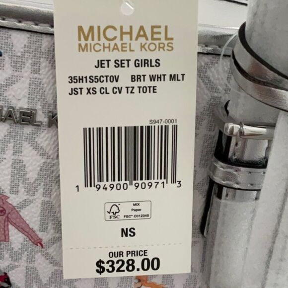 MICHAEL KORS NWT CARRY ALL JET SET TRAVEL TOTE BAG CROSSBODY SKIING THEME - Picture 7 of 7